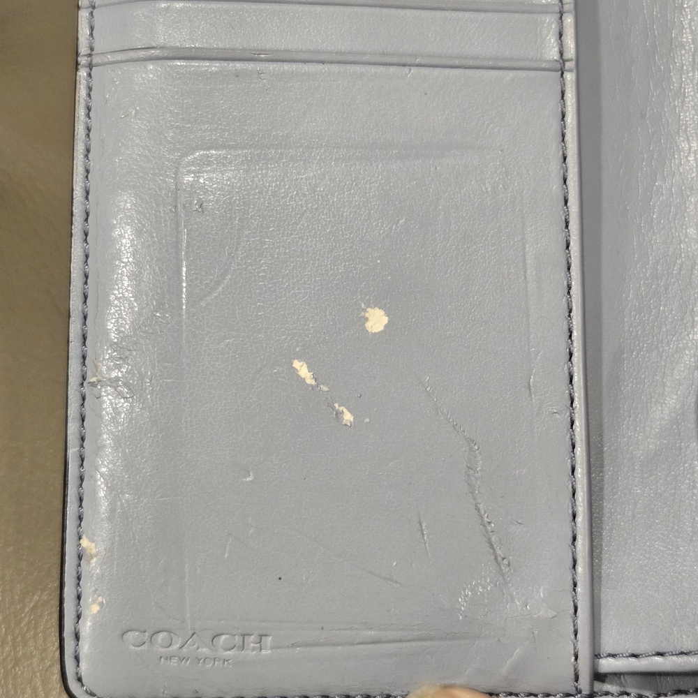 Coach Tan and Light Blue Signature Handbag - Picture 10 of 15
